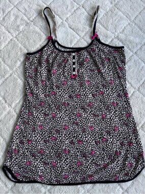 Barbie | Black White & Pink Logo Nightgown Teddy | Size Medium